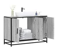 Mueble Bajo Lavabo Gris Sonoma 90x33x60 cm, Madera de Ingeniería, Estilo Industrial, Mueble Baño Auxiliar, Armario Multiusos, Apto para Baño, Cocina, Oficina, Requiere Montaje, Color Gris Sonoma