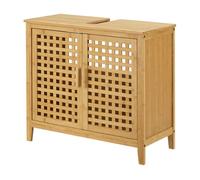 [en.casa] Mueble para Debajo del Lavabo Armario Bajo Práctico para Baño con 2 Puertas Enrejadas Ecológico Bambú 60 x 67 x 30 cm Natural