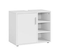 Mueble bajo lavabo kulaik 1 puerta 3 estantes 51x60x32cm - blanco [en.casa] 60 cm