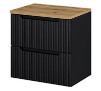 Mueble bajo lavabo newport de pared con 2 cajones mdf 60x60x40 cm - negro/roble