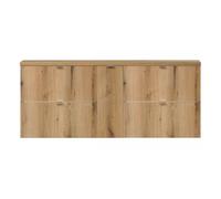 [en.casa] Mueble de Baño Bajo Doble Lavabo Newport Módulos Suspendidos con 4 Cajones, 1 Puerta Batiente y Estante Encimera de 140 cm Sin Recortes 140x60x40 cm MDF/Aglomerado - Roble