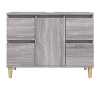 Mueble bajo Lavabo para Baño, de Madera de Ingeniería, con 4 Cajones y 1 Puerta, Patas de Madera Maciza, Independiente, Que Ahorra Espacio para Organizar el Lavabo Moderno. (Sonoma Gris)