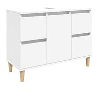 Mueble bajo Lavabo para Baño, de Madera de Ingeniería, con 4 Cajones y 1 Puerta, Patas de Madera Maciza, Independiente, Que Ahorra Espacio para Organizar el Lavabo Moderno. (Blanca)