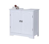Mueble bajo Lavabo Relaxdays con 2 Puertas, 60 x 60 x 30 cm, MDF, Zinc, Armario de baño para Lavabo, Blanco