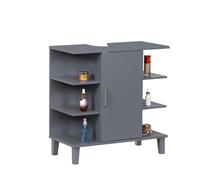 Mueble bajo Lavabo Relaxdays con Puerta y 6 estantes, HBT: 65 x 64 x 31 cm, MDF, Mueble de baño, Azul grisáceo