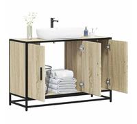 Mueble Bajo Lavabo Roble Sonoma 90x33x60 cm, Madera de Ingeniería, Estilo Industrial, Mueble Baño Auxiliar, Armario Multiusos, Requiere Montaje, Apto para Baño, Cocina, Oficina, Color Roble Sonoma