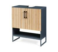 Mueble bajo lavabo svanes con 2 compartimentos cerrados 70x60x30cm gris oscuro/natural [en.casa]