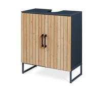 Mueble bajo lavabo svanes con 3 compartimentos cerrados 70x60x30cm gris oscuro/natural [en.casa]