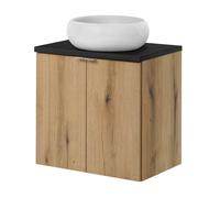 Mueble bajo newport con lavabo 2 puertas 60x72x40cm roble/negro [en.casa]