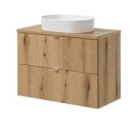 Mueble bajo 'newport' con lavabo de cerámica y 2 cajones 80x71x40 cm - roble