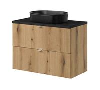 Mueble bajo 'newport' con lavabo de cerámica y 2 cajones 80x71x40 cm - roble/negro