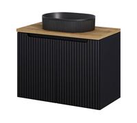 Mueble bajo newport con lavabo ovalado 2 puertas 80x71x40 cm - negro/roble [en.casa]