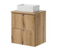 Mueble bajo newport con lavabo rectangular 2 cajones 50x71x40 cm - efecto roble [en.casa]