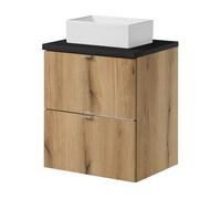 Mueble bajo newport con lavabo rectangular 2 cajones 50x71x40 cm - efecto roble / negro [en.casa]