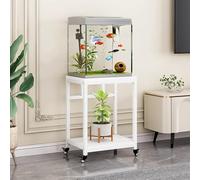 Mueble bajo para Acuario Terrario móvil para Reptiles con Ruedas y Soporte para Peces, Estante de Almacenamiento con Estructura de Madera y Acero Resistente, Ideal para el hogar, la Oficina