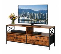 Relaxdays Mueble TV Negro Industrial con cajones de Tela, 50 x 120 x 40 cm