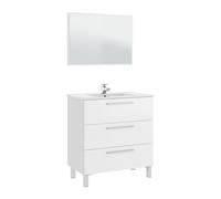 Mueble baño alise 3 cajones, espejo y lavabo, blanco brillo