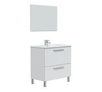 Mueble baño luis 1 cajón 1 puerta espejo, sin lavabo, blanco brillo