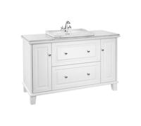 Mueble Base 2 Cajones Dos Puertas para Lavabo Encimera 130x49x83cm Colección Carmen Blanco Mate Roca