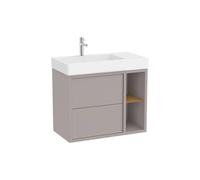 Mueble base asimétrico dos cajones estante lateral abierto lavabo izquierda 80x43x60 cm Roca
