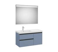 Mueble Base Asimétrico 2 Cajones Una Puerta Lavabo Plus Izquierda Espejo Led Colección The Gap Roca