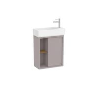 Mueble Base Asimétrico Compacto con Puerta Estante Lateral Abierto y Lavabo Suspendido 55x27x60cm Roca