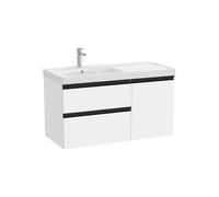 Mueble Base Asimétrico con 2 Cajones Una Puerta y Lavabo Plus a la Izquierda 100x46x57cm Colección The Gap Roca