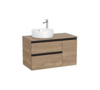 Mueble Base Asimétrico con 2 Cajones y Puerta para Lavabo Sobre Encimera Izquierda 90x46x53cm Colección The Gap Roca