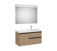 Mueble Base Asimétrico con 2 Cajones y Una Puerta Lavabo Plus Derecha Espejo Led Colección The Gap Roca