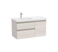 Mueble Base Asimétrico con Lavabo Plus a la Izquierda 2 Cajones y Una Puerta Nórdico 100x46x57cm Colección The Gap Fresno Roca