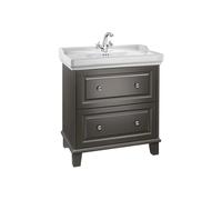 Mueble Base con 2 Cajones y Lavabo con 1 Orificio 80x50x87cm Colección Carmen Negro Mate Roca