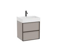 Mueble Base Suspendido con 2 Cajones y Lavabo Cuadrado Fineceramic 60x49x68cm Colección Inspira Roca