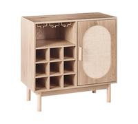Mueble botellero para vinos de aglomerado con Patas de Madera Frente de ratán Estilo Boho marrón Claro Costello