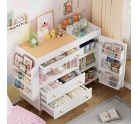 Mueble Cambiador para Bebé, Comoda bebe con Cambiador Desmontable, Cómoda con 3 Cajones,Estantes laterales, Almacenamiento cerrado y abierto, No incluye cojín de mesa, 110 x 100 x 40 cm, fino a 100KG