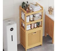 Mueble Columna Bambú para Baño con Cesto para Ropa Sucia - Estantería Auxiliar para Dormitorio y Cocina