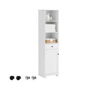 SoBuy Mueble Baño Alto Armario Estrecho con 3 Estantes y 1 Cajón Muebles Auxiliares de Baño Blanco 40x161x35 cm BZR17-W