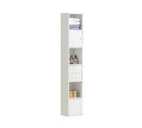 SoBuy STR10-W Mueble Columna de Baño Armario de Almacenamiento Armario Independiente con 2 Puertas y 2 Cajones Blanco 33x24x188cm ES