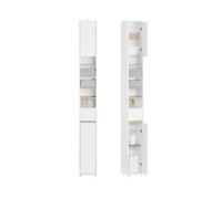 SoBuy Mueble Baño Estrecho y Alto Armario Baño Tipo Columna Auxiliar Mueble Auxiliar de Almacenaje con Estantes Regulables y Cajón Armario Estrecho para Espacios Reducidos, 20x20x180cm BZR34-WN