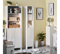 Mueble Columna de Baño con 1 Cesto 30 x 30 x 170 cm SoBuy BZR158-W