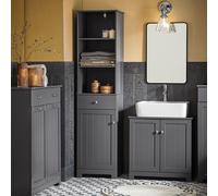Mueble Columna de Baño con 1 Puerta y 3 Estantes y 1 cajón SoBuy BZR17-DG