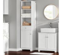 Mueble Columna de Baño con 1 puerta y 3 estantes y 1 cajón SoBuy BZR17-W