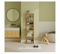[en.casa] Mueble Columna de Baño Armario Alto de 7 Niveles de Differentes Tamaños Estantería de Pie para Cocina Sala Bambú 165 x 42 x 28 cm Natural