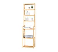 [en.casa] Mueble Columna de Baño Armario Alto de 7 Niveles de Differentes Tamaños Estantería de Pie para Cocina Sala Bambú 165 x 42 x 28 cm Natural