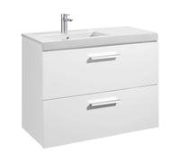 Roca Mueble Unik Prisma 90 cm Blanco - 2 cajones lavabo izquierdo - Sin toallero, con patas y caja
