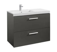 Mueble con 2 Cajones y Lavabo Izquierdo Unik de 90 cm Colección Prisma Gris Antracita Roca - Sin toallero / Sin conjunto de patas / Sin caja organizadora + Sin caja organizadora + Sin set de 2 colgado