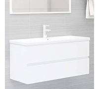 Mueble con Lavabo de Madera de ingeniería Blanco, Armario Fregadero con 1 cajón y Lavabo de cerámica Incluido, diseño Moderno y Elegante para baño, práctico Almacenamiento,