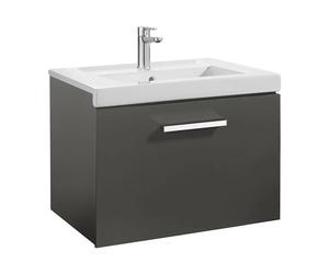 Mueble de 1 Cajón con Lavabo para Instalación Suspendida de 60 cm Colección Prisma Fresno Roca - Sin toallero / Sin caja organizadora / Sin caja organizadora + Sin set de 2 colgadores