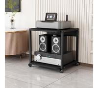 Mueble de 2 niveles moderno de esquina para TV, armario de almacenamiento abierto para componentes AV, reproductores de DVD y CD, uso en casa y teatro, diseño elegante y funcional