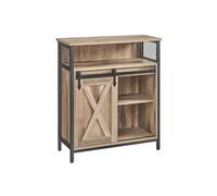 Aparador con Puerta Corrediza de Granero, Marrón Roble + Negro