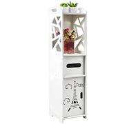 Mueble de almacenamiento pequeño para inodoro, soporte papel higiénico, columna, armario baño, estante ajustable, patas resistentes agua, 20 x 20 x 80 cm, color
